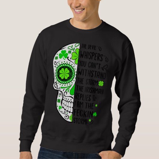 Sweatshirt Crâne Irrishman Pride Hommes Saint Patrick Day Mat (Devant)