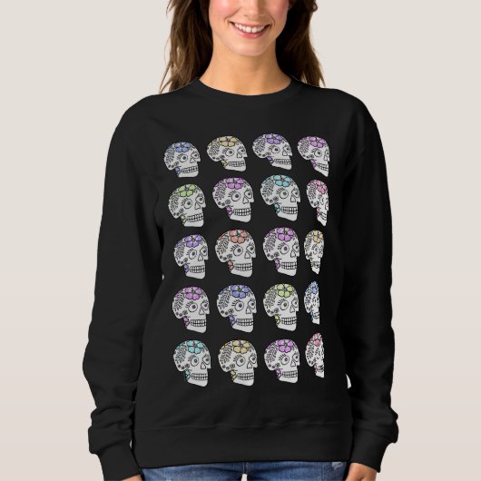 Sweatshirt Crânes À Sucre Avec Fleurs (Devant)