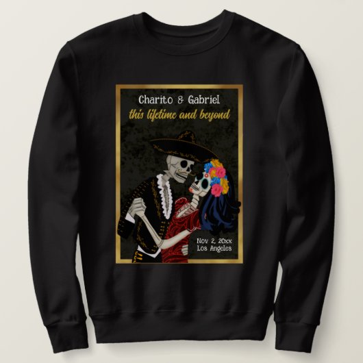 Sweatshirt Crânes à sucre Charro et Catrina Noir (Design devant)
