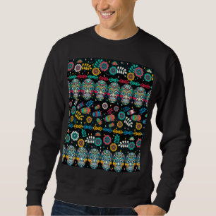 Sweatshirt Crânes tribaux des Boho : motif coloré.