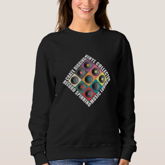 Sweatshirt Crate Digger Vinyl Record Collection de rotation M (Devant)