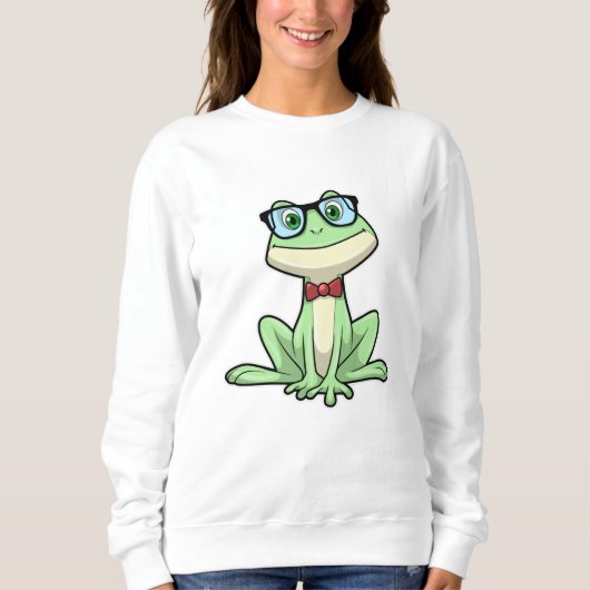 Sweatshirt Cravate de lunettes pour étudiants Nerd grenouille (Devant)