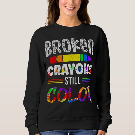 Sweatshirt Crayons cassés couleur fixe (Devant)