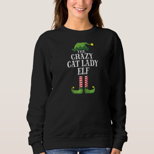 Sweatshirt Crazy Cat Lady Elf Matching Family Group Noël (Devant)