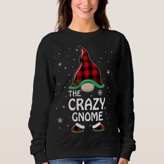 Sweatshirt Crazy Gnomo Buffalo Plaid Matching Famille Christm (Devant)
