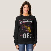 Sweatshirt Crazy Saxophone Girl Saxophonist (Devant entier)