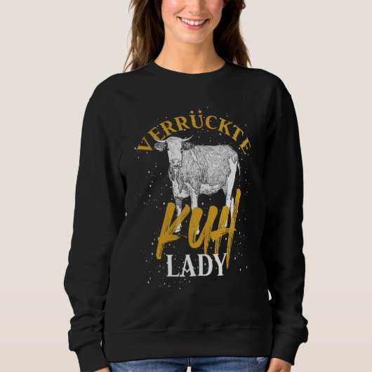 Sweatshirt Crazy Vache Lady Farm Femmes Dames Vaches (Devant)