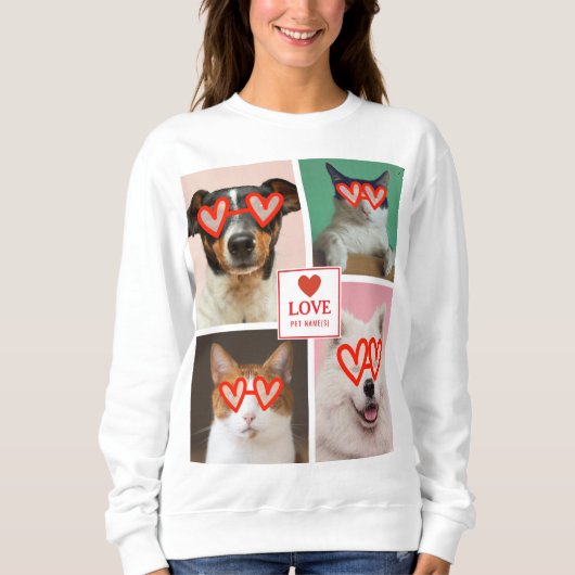 Sweatshirt Create Your Own 4 Pet Photo Valentine Collage (Devant)