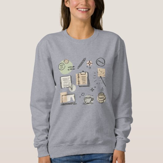 Sweatshirt Creative Tools & Icons Collage – Hand-Drawn (Devant)