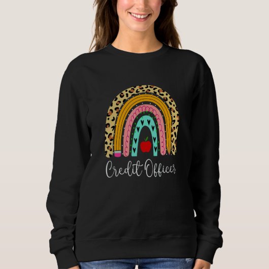Sweatshirt Credit Officer Leopard Rainbow Accounting Back To  (Devant)