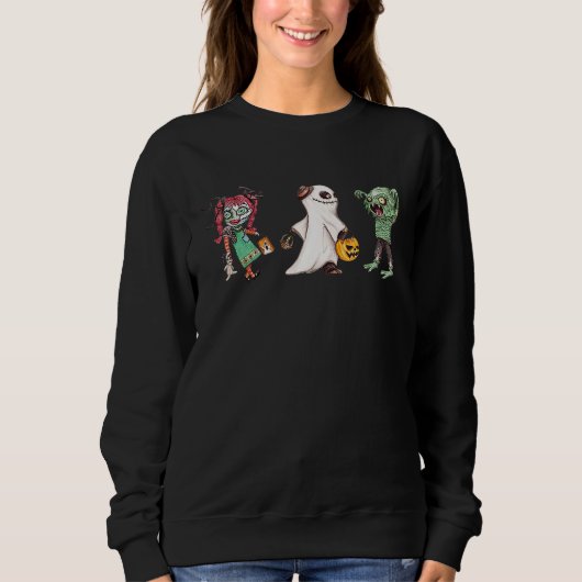 Sweatshirt Creepy Halloween Theme Spooky Ghost Scary Doll and (Devant)