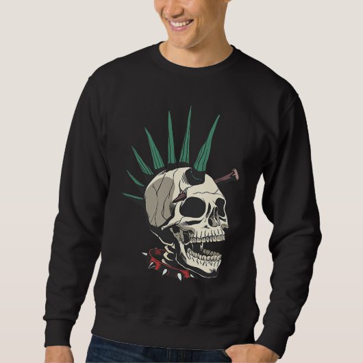Sweatshirt Creepy Punk Skeleton With Stake In Skull (Devant)