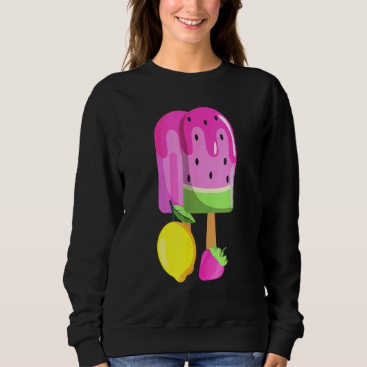 Sweatshirt Crème de glace pastèque fraise citron glace Pop ro (Devant)