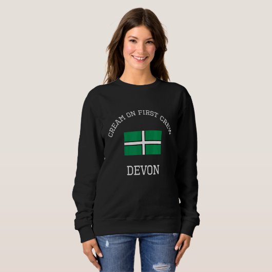 Sweatshirt Crème Devon Sur Le Drapeau Scone Devon De La Premi (Devant entier)