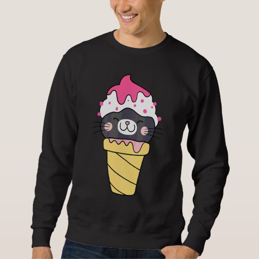 Sweatshirt Crème Glacée Chat Mignon Dessert Chat Chéri 1 (Devant)