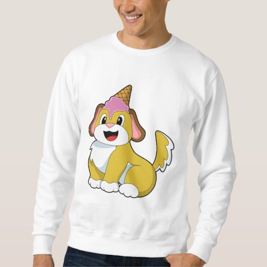 Sweatshirt Crème glacée Chien avec gaufre (Devant)