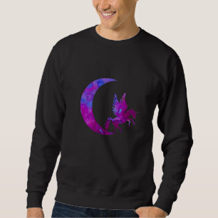 Sweatshirt Crescen mauve lune et licorne
