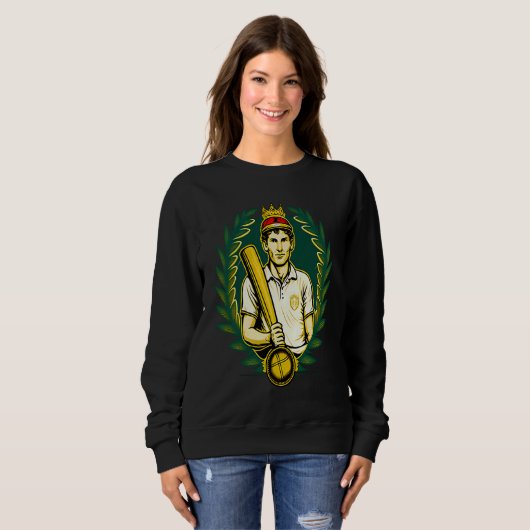 Sweatshirt Cricket Bat King Cricket Player (Devant entier)
