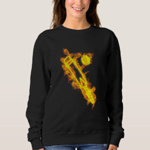 Sweatshirt Cricket Batte De Cricket Et Ball Flamme Batsman Cr