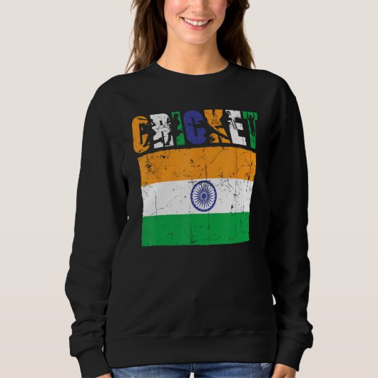 Sweatshirt Cricket Player Indian Flag For Youth Boys Kids (Devant)