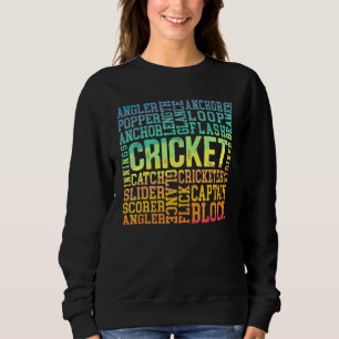 Sweatshirt Cricketer Word Cloud Cricketer Bat and Ball Player