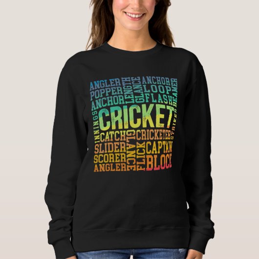 Sweatshirt Cricketer Word Cloud Cricketer Bat and Ball Player (Devant)