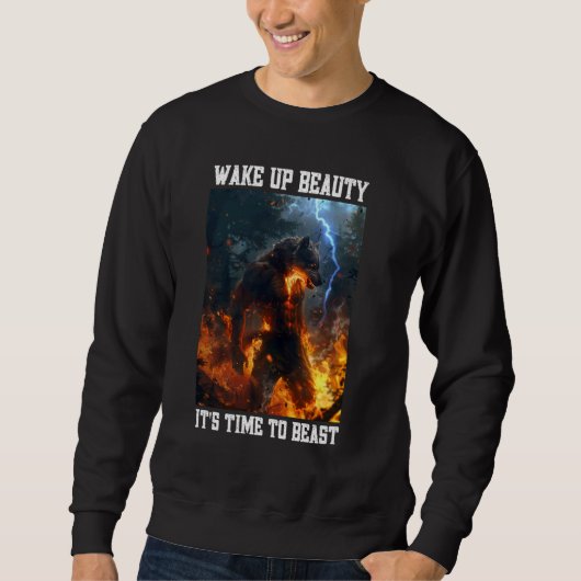 Sweatshirt Cringe Wolf Réveillez La Beauté Cringy Alpha Wolf  (Devant)
