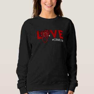 Sweatshirt CRNA Nurse Plaid Red Love Heart Stethoscope RN Nur