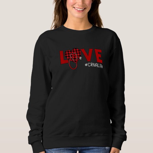 Sweatshirt CRNA Nurse Plaid Red Love Heart Stethoscope RN Nur (Devant)