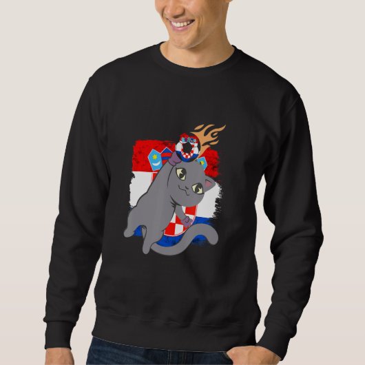 Sweatshirt Croatia Croatian Flag Cat Croatian Pride Croatian  (Devant)