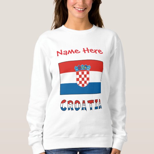 Sweatshirt Croatia Croatian Flag Red Personalized Name Women (Devant)