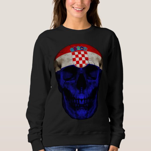 Sweatshirt Croatia Flag Skull Croatian Roots Proud Patriotic (Devant)