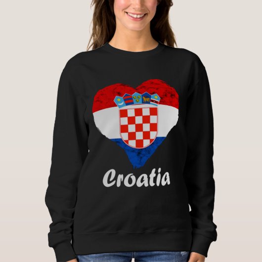 Sweatshirt Croatian Flag Heart Croatian Roots Croatian Pride  (Devant)