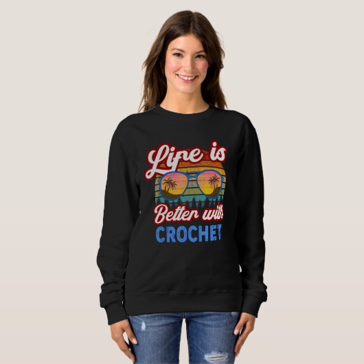 Sweatshirt Crochet   With Crochet  Saying (Devant entier)