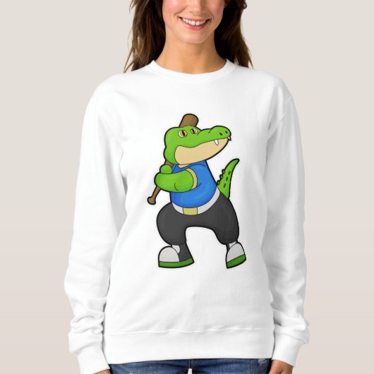 Sweatshirt Crocodile au baseball avec batte de baseball (Devant)
