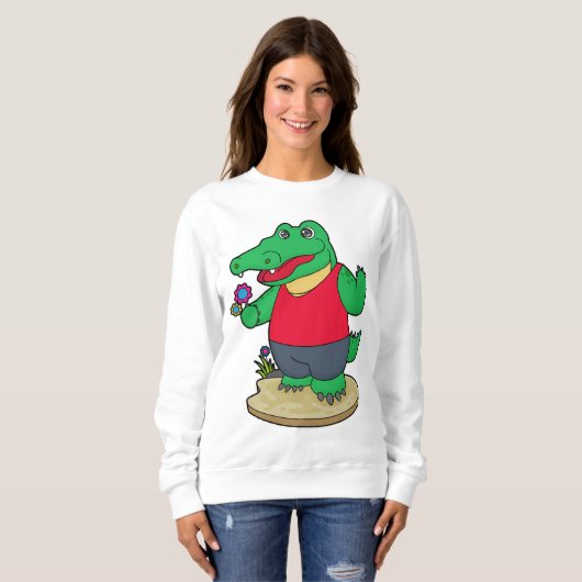 Sweatshirt Crocodile aux fleurs (Devant entier)