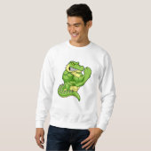 Sweatshirt Crocodile comme Bodybuilder avec de grands Muscles (Devant entier)