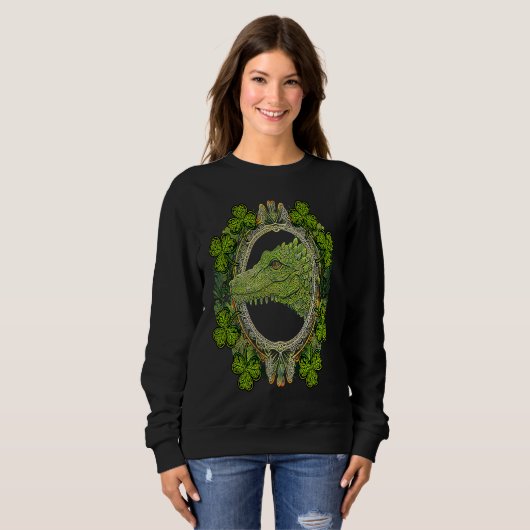 Sweatshirt Crocodile Head Mandala Irish Shamrock C St Patrick (Devant entier)