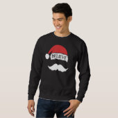 Sweatshirt Croire Moustache Santa Hat Casquette Famille Noël (Devant entier)