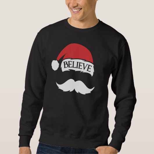 Sweatshirt Croire Moustache Santa Hat Casquette Famille Noël (Devant)