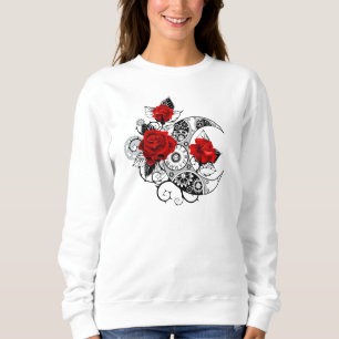 Sweatshirt Croissant mécanique avec roses rouges