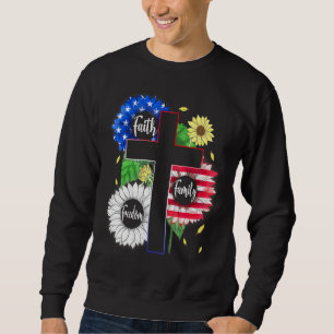 Sweatshirt Croix chrétienne patriotique de la foi de la famil