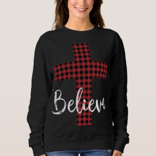 Sweatshirt Croix Croire Jésus Buffalo Plaid Christian Christ
