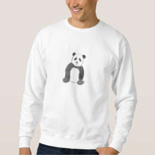 Sweatshirt Croquis de panda en noir et blanc