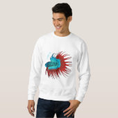 Sweatshirt Crowntail betta fish dessin animé (Devant entier)