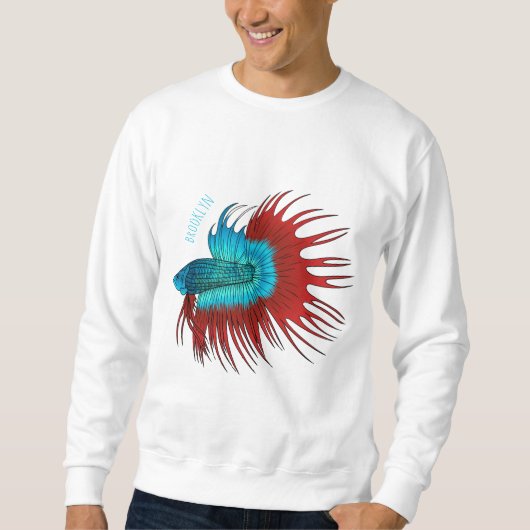 Sweatshirt Crowntail betta fish dessin animé (Devant)