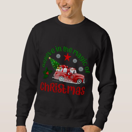 Sweatshirt Croyez en la magie de Noël, Père Noël en rouge (Devant)