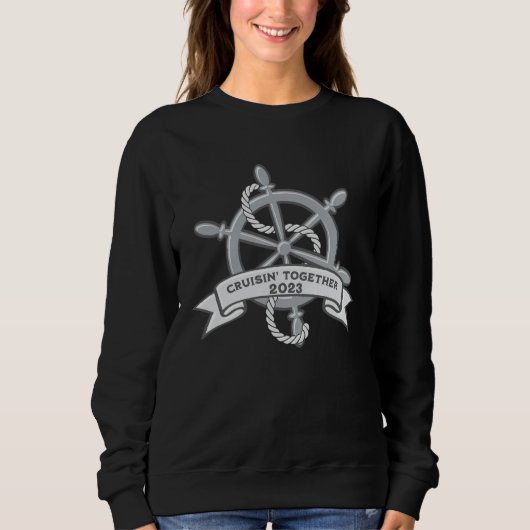 Sweatshirt Cruise 2023 Trip Ship on a Board Steering wheel (Devant)