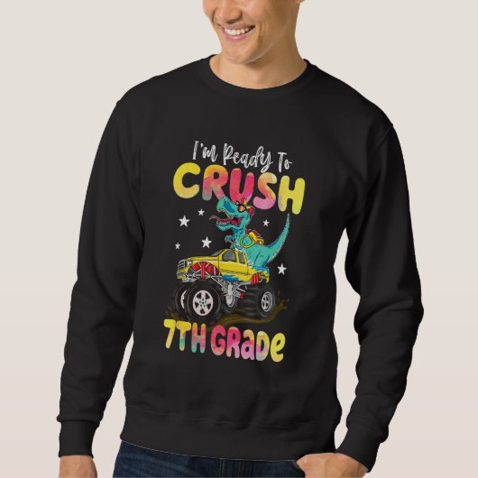 Sweatshirt Crush 7th Grade Dinosaur Monster Truck Back To Sch (Devant)