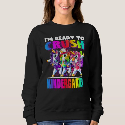 Sweatshirt Crush Kindergarten Dabbing Unicorn Back To School (Devant)